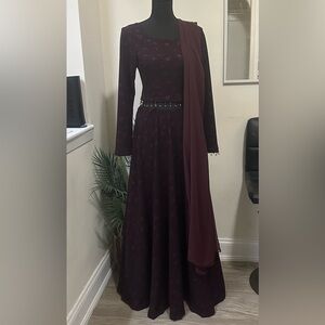 Elegant Burgundy Evening Gown